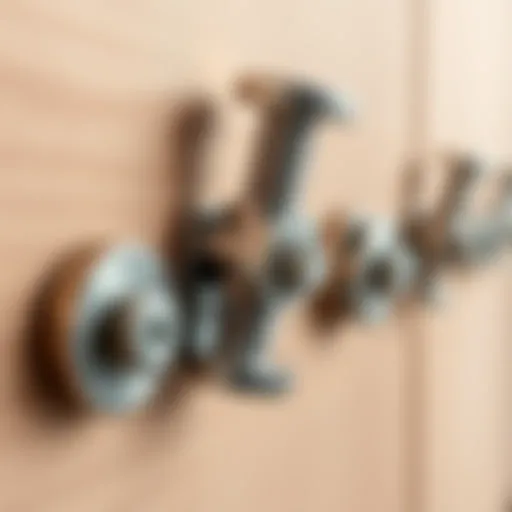 Detailed view of wall fasteners used for securing furniture