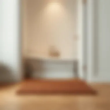 Thin Bathroom Rug Under Door Thin bathroom rug positioned under a bathroom door