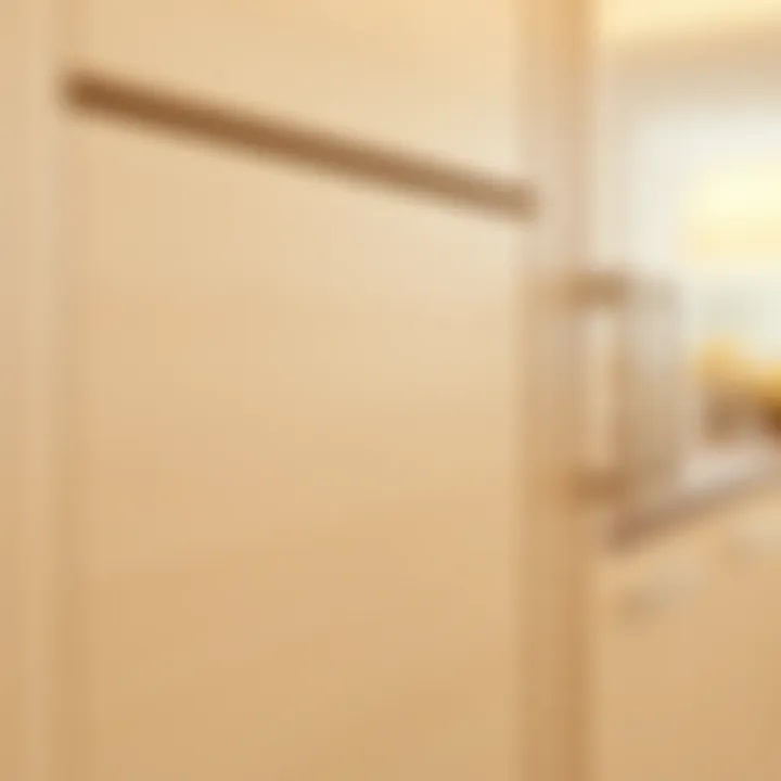 Quality Materials Close-up of high-quality materials used in shallow wall pantry cabinets