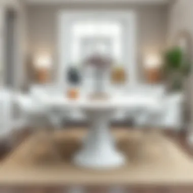 Stylish White Dining Table with Modern Accents Stylish white dining table with modern chairs and decorative centerpiece