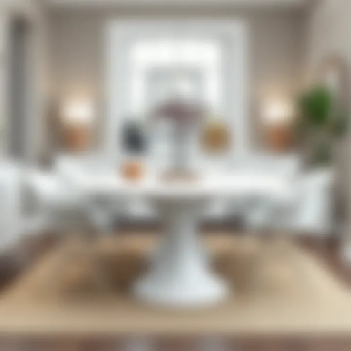 Stylish White Dining Table with Modern Accents Stylish white dining table with modern chairs and decorative centerpiece