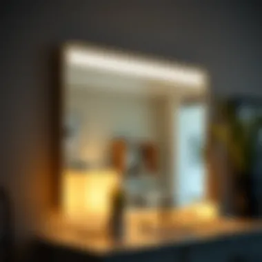 Close-up of a contemporary illuminated mirror design