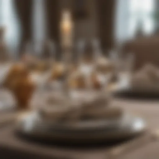 Elegant table setting with luxurious cloth