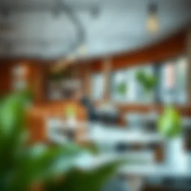 Stylishly arranged cafe interior with cozy seating