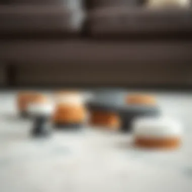 Different styles of couch leg protectors in various materials