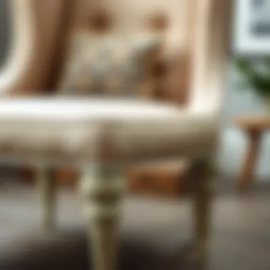 Vintage-inspired accent chair legs with a distressed finish