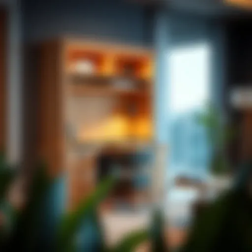 Elegant light wood desk with hutch featuring sleek lines and spacious storage