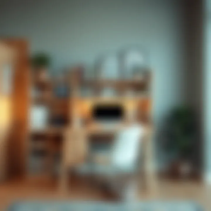 Organized workspace with a light wood desk and hutch showcasing functionality