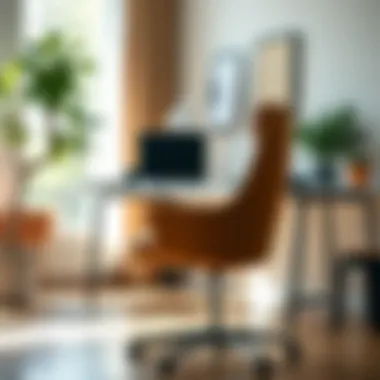 Aesthetic Workspace with Swivel Chair Aesthetic workspace featuring a swivel chair without wheels