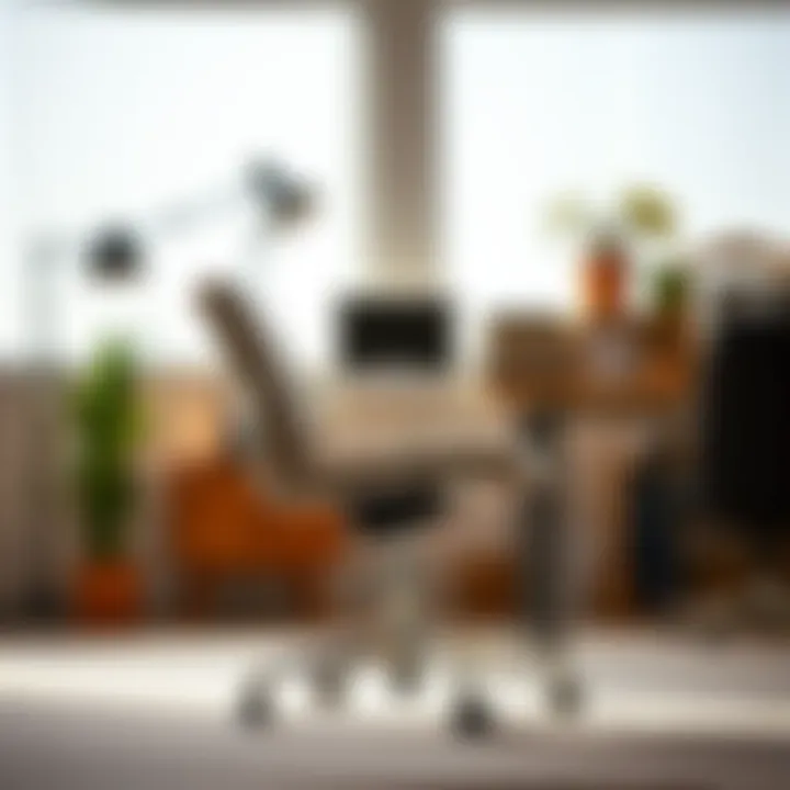 Stylish Swivel Desk Chair in Modern Office Stylish swivel desk chair with no wheels in a modern office setting