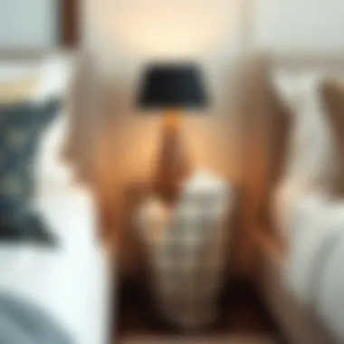 Minimalist waste paper basket blending seamlessly with bedroom decor