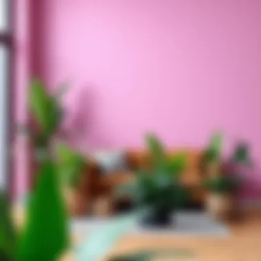 Eco-friendly faux plants in a vibrant interior setting