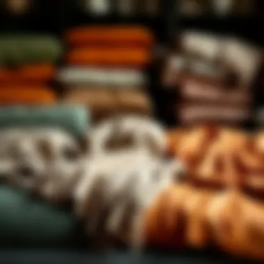 Artistic arrangement of leather throw blankets in various hues