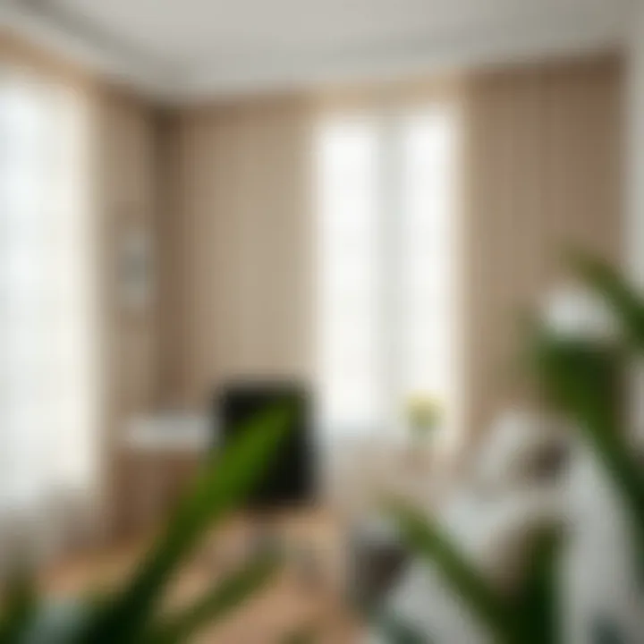 Stylish office space featuring decorative window sheers