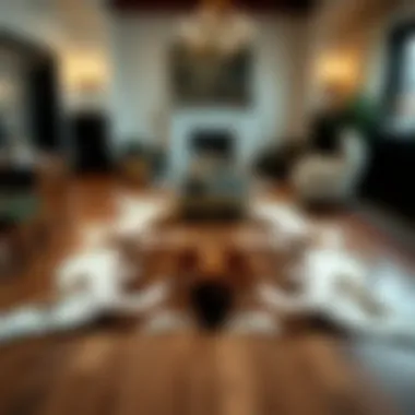 Luxurious large animal hide rug on a hardwood floor