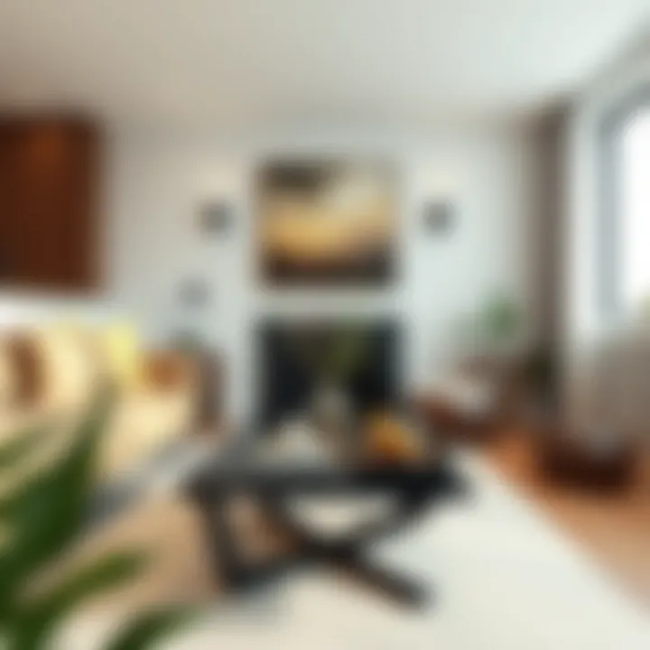 Elegant low narrow coffee table enhancing a modern living room