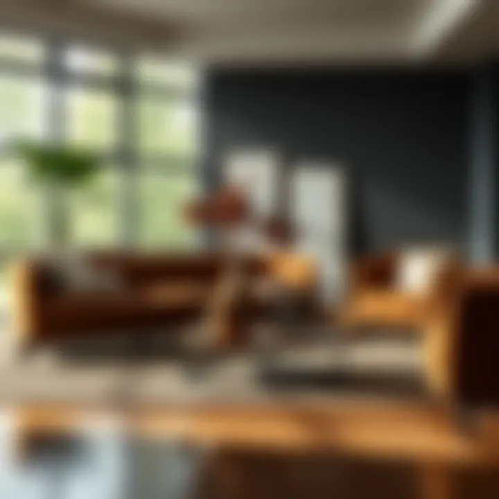 Stylish low narrow coffee table paired with contemporary furniture