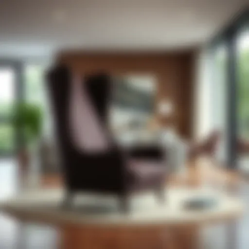 Elegant slim wingback chair in a modern living room setting