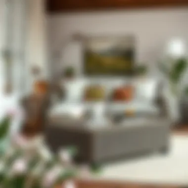 Cozy Nook with Square Wicker Coffee Table Versatile square wicker table used as a coffee table in a cozy nook