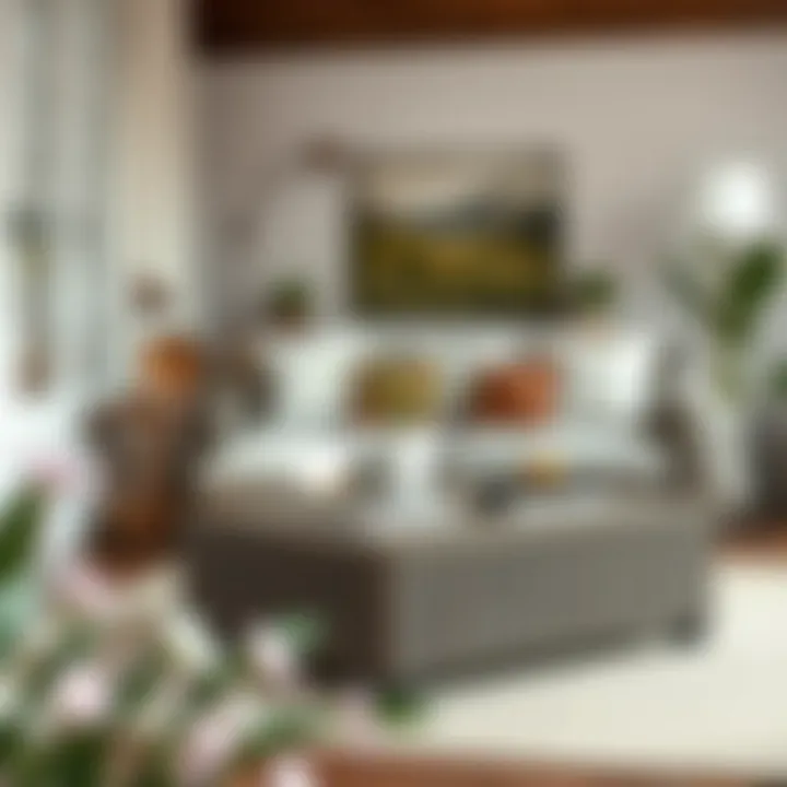 Cozy Nook with Square Wicker Coffee Table Versatile square wicker table used as a coffee table in a cozy nook