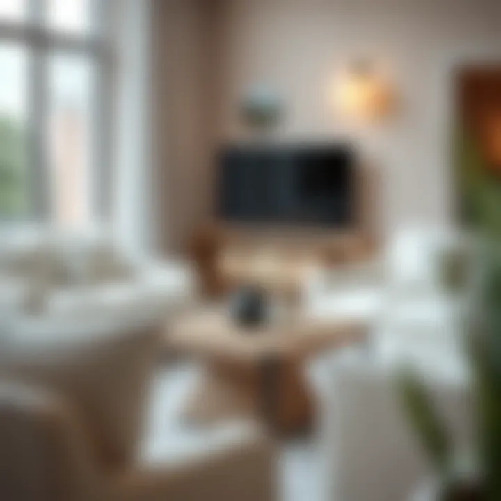 Square Wicker Table in Stylish Living Room Elegant square wicker table in a modern living room setting