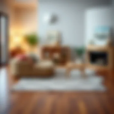 Different placement options for a 2x3 rug in various rooms