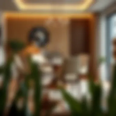 Elegant six-seater dining table in a modern setting