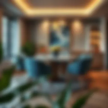 Stylish six-seater dining arrangement showcasing space efficiency