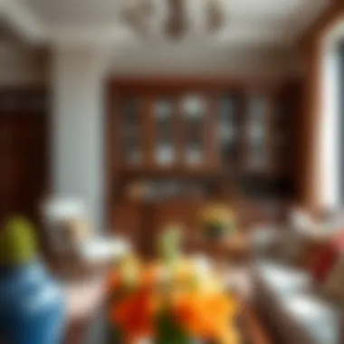 Stylish wall cabinet harmonizing with traditional decor elements in a cozy living space.