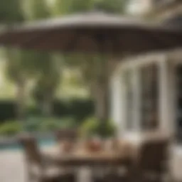 Elegant waterproof patio umbrella enhancing outdoor dining experience