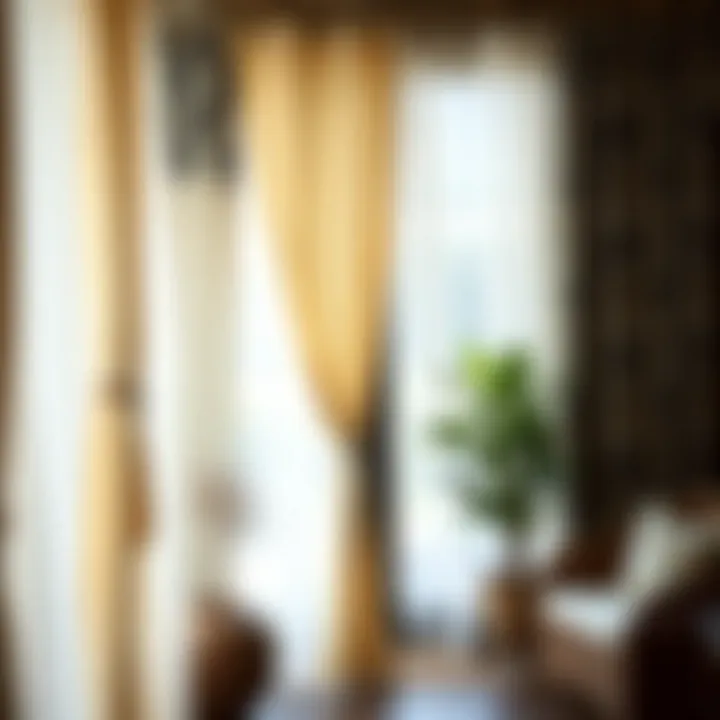 Variety of outdoor curtain styles displayed in a store