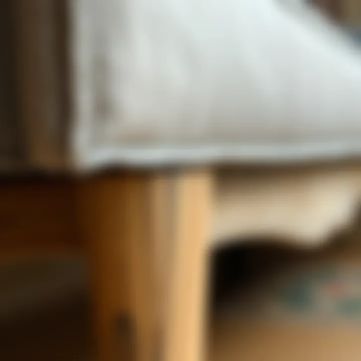 Close-up of high-quality wood grain used in sofa legs