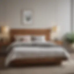 Elegant wooden twin bed frame with a stylish headboard showcased in a minimalistic bedroom