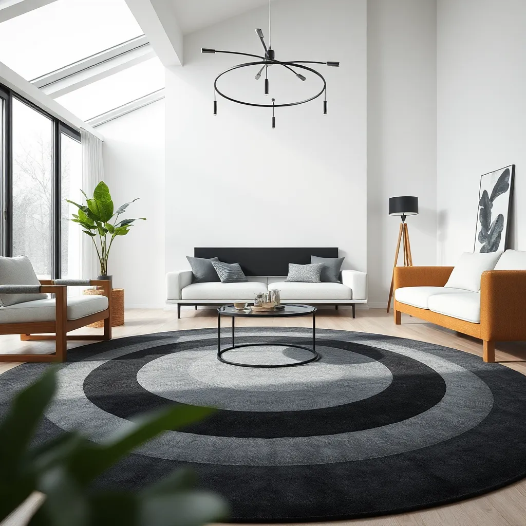 Spell Circle Rug Versatile Black and Grey Circle Rugs for Your Home